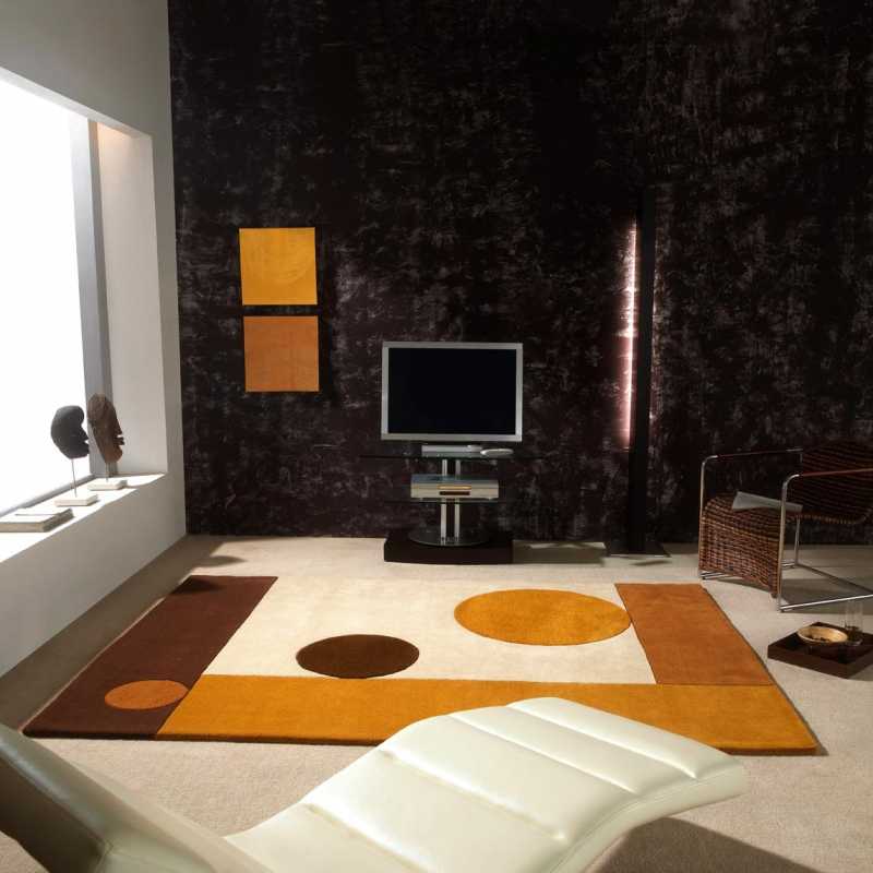 Tapis de luxe contemporain beige et marron Moon par Carving