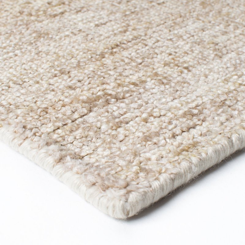 Tapis de de luxe design beige en soie de bambou et laine