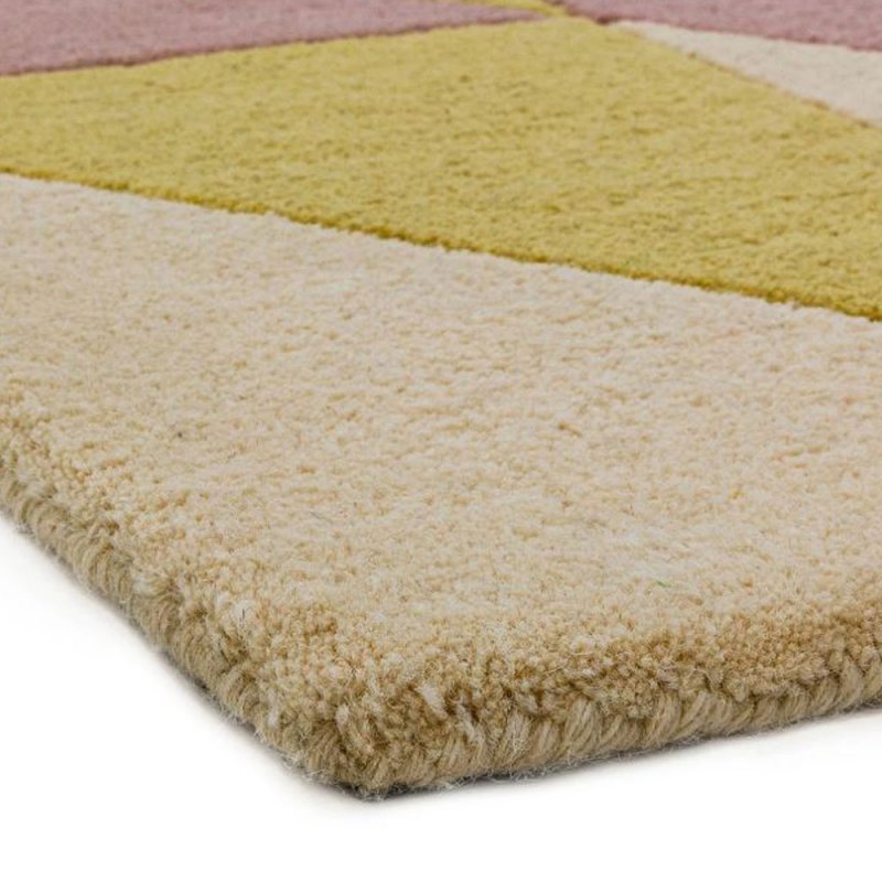Tapis de luxe au motif triangulaire en laine nuances de bleu par Joseph Lebon