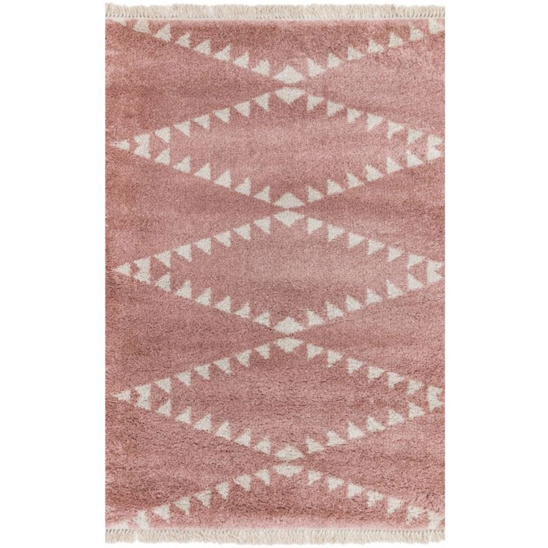 Tapis haut de gamme shaggy rose d'inspiration berbère par Joseph Lebon