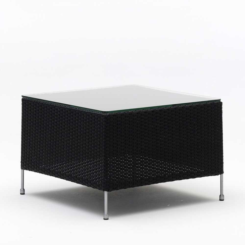 Table basse de jardin de prestige et sa plaque de verre Orion noir par Alexander Rose