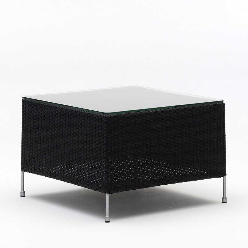 Table basse de jardin de prestige et sa plaque de verre Orion noir par Alexander Rose