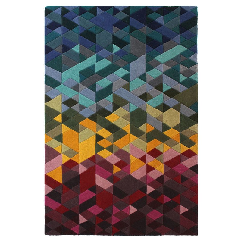 Tapis motif illusion multicolore
