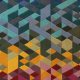 Tapis motif illusion multicolore