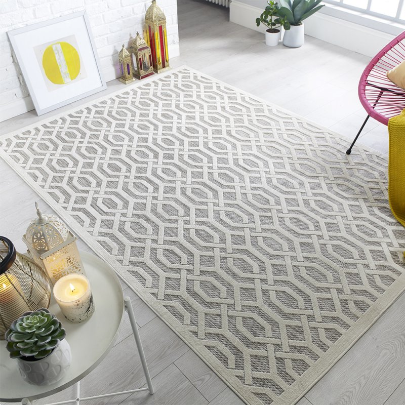 Tapis d'extérieur en polypropylène blanc