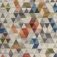 Tapis en laine beige multicolore motif triangle