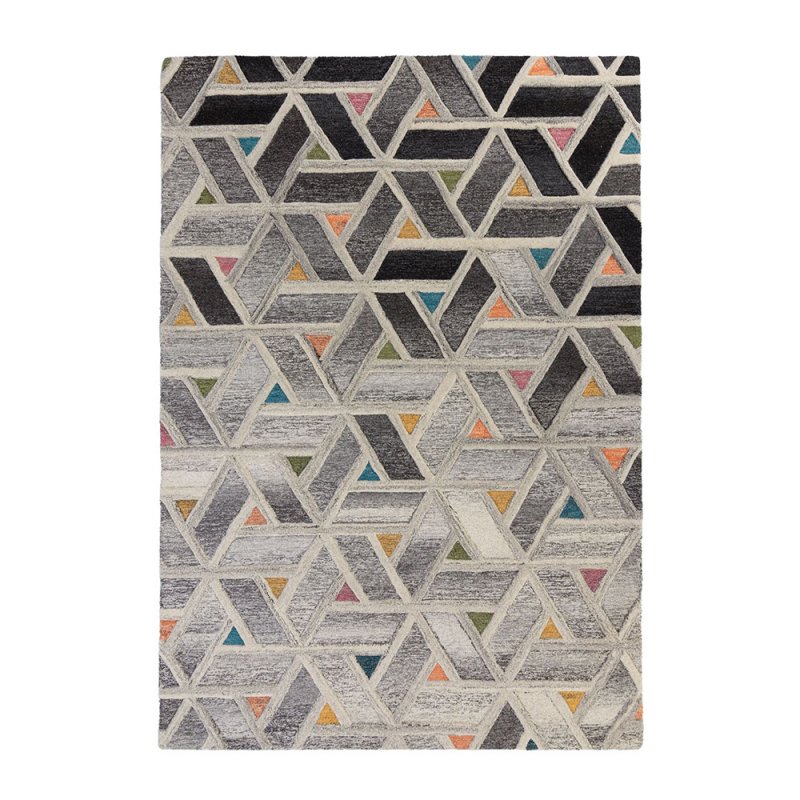 Tapis en laine dégradé de gris multicolore