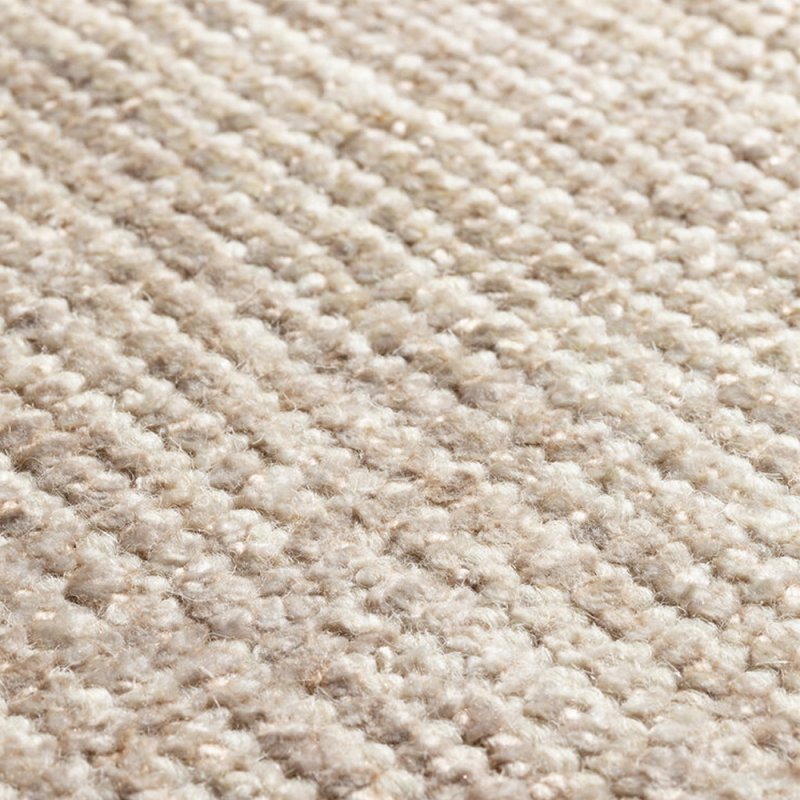 Tapis de de luxe design beige en soie de bambou et laine