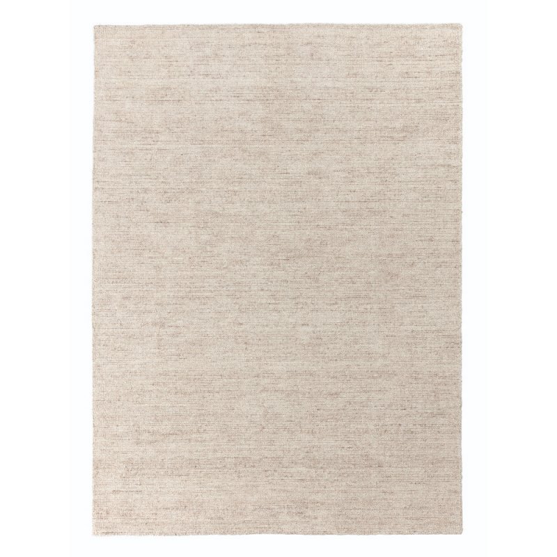 Tapis de de luxe design beige en soie de bambou et laine