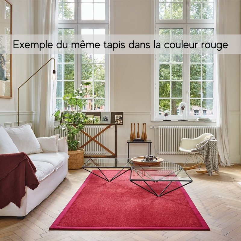 Tapis sur mesure écru fin et doux finition gansée