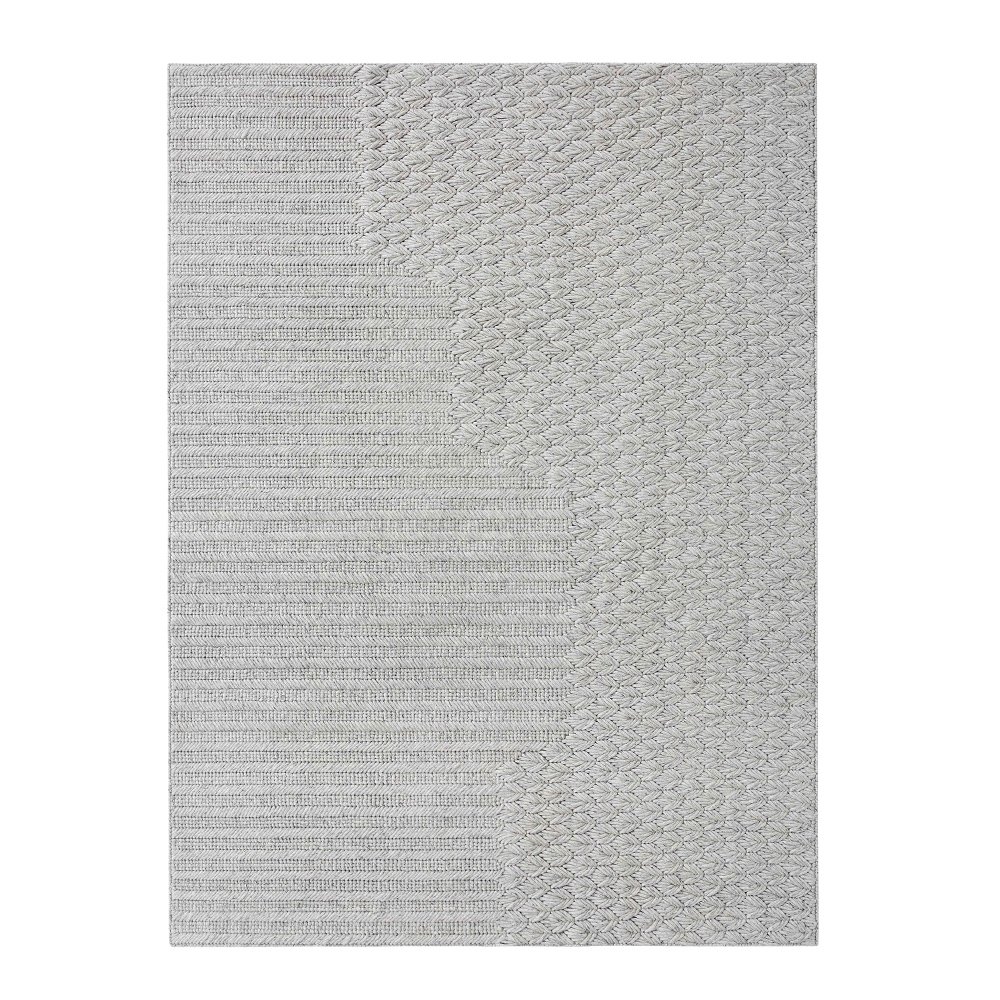 Tapis broderie en laine gris Chaddar par Gan Rugs