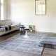 Tapis de luxe gris à carreaux de la gamme Reflect en viscose par Ligne Pure