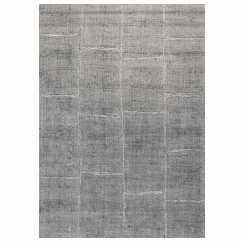 Tapis de luxe gris à carreaux de la gamme Reflect en viscose par Ligne Pure
