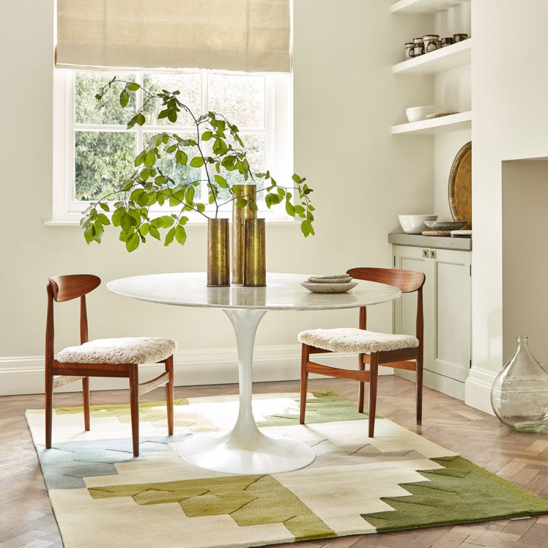 Tapis 100% laine vert, bleu, gris et ivoire Mehari Lime par Harlequin
