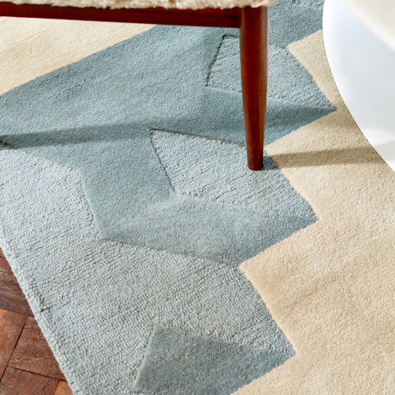 Tapis 100% laine vert, bleu, gris et ivoire Mehari Lime par Harlequin