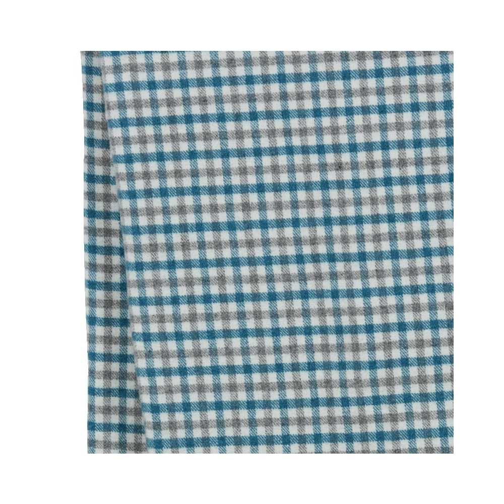Plaid de luxe à carreaux bleu gris en laine d'agneau - 130 X 170 cm