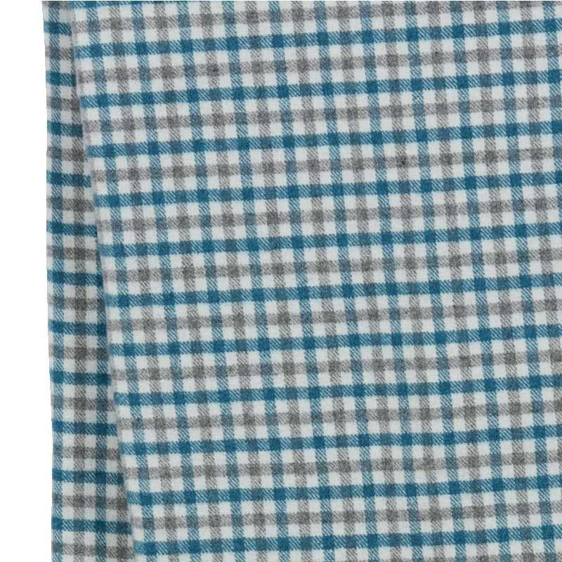 Plaid de luxe à carreaux bleu gris en laine d'agneau - 130 X 170 cm