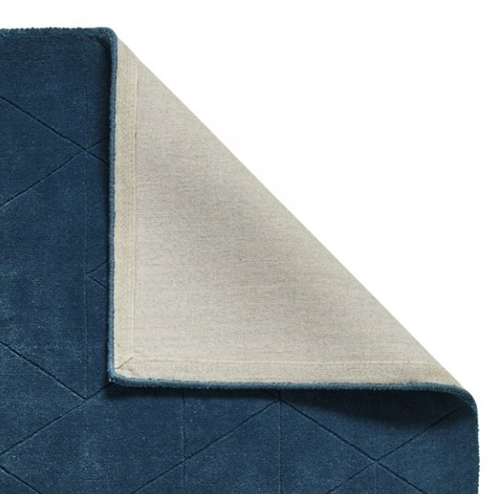 Tapis moderne design ton sur ton en laine bleu foncé