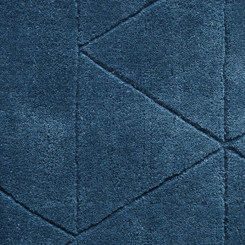 Tapis moderne design ton sur ton en laine bleu foncé