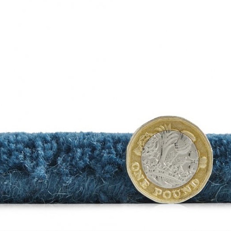 Tapis moderne design ton sur ton en laine bleu foncé