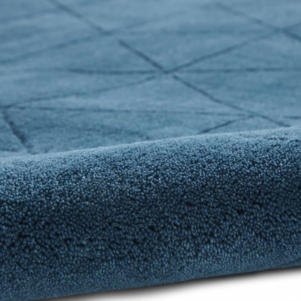 Tapis moderne design ton sur ton en laine bleu foncé