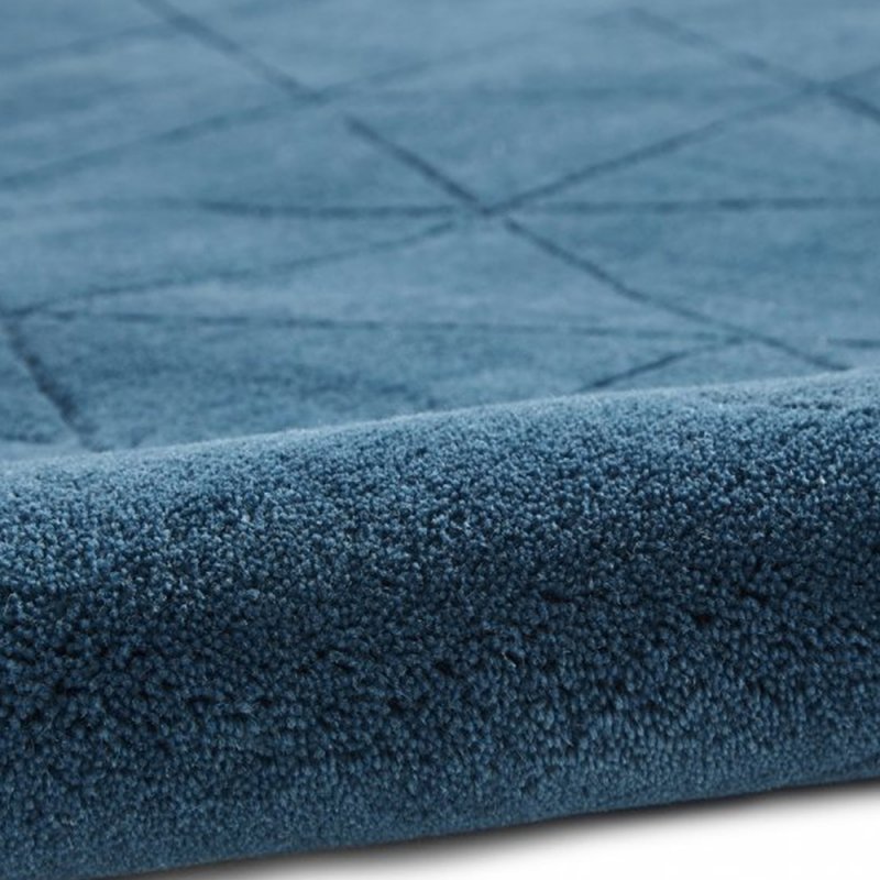 Tapis moderne design ton sur ton en laine bleu foncé