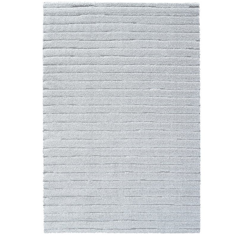 Tapis moderne gris à rayures texturées