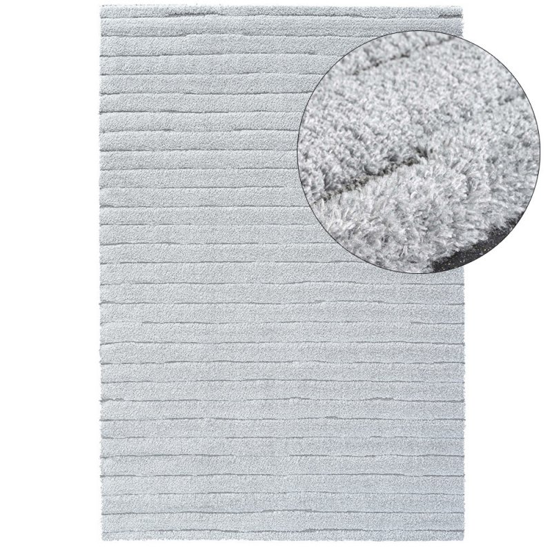 Tapis moderne gris à rayures texturées