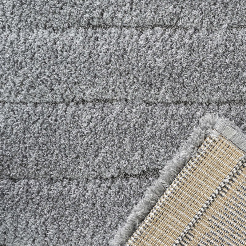 Tapis moderne gris à rayures texturées