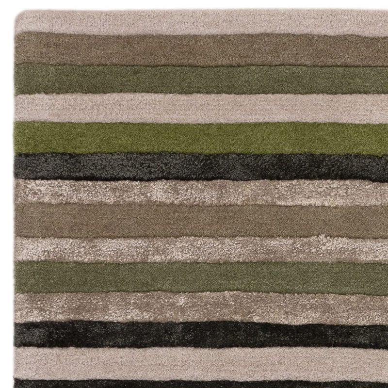 Tapis de salon design gris et vert kaki multicolore aux formes géométriques par Joseph Lebon