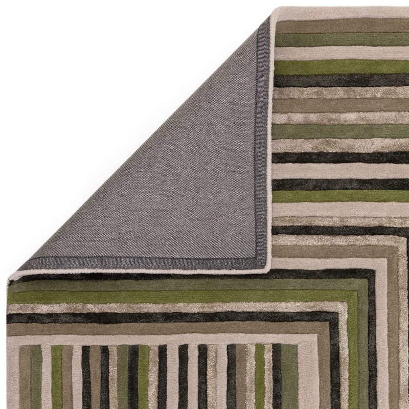 Tapis de salon design gris et vert kaki multicolore aux formes géométriques par Joseph Lebon