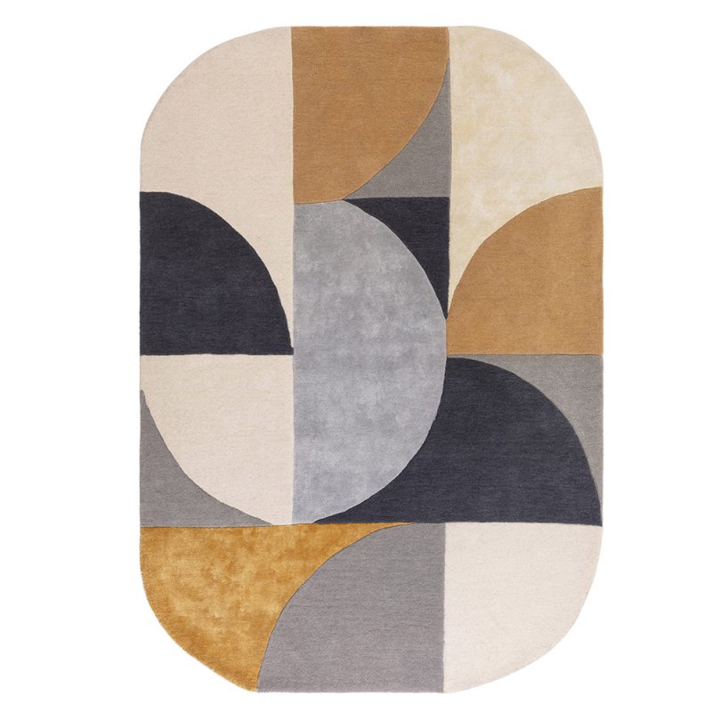 Tapis de salon ovale gris et doré  par Joseph Lebon