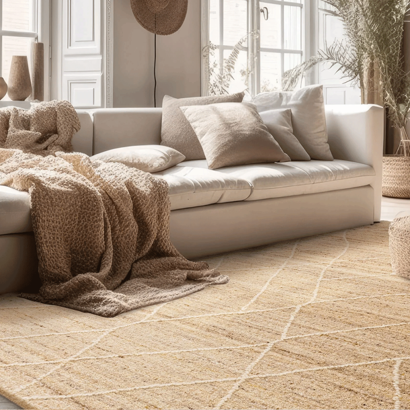 Tapis moderne style berbère beige naturel par Joseph Lebon