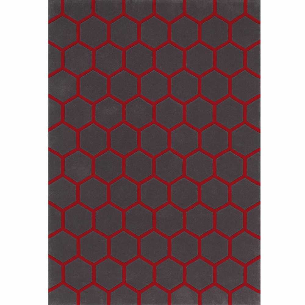 Tapis de luxe contemporain gris et rouge Loft par Angelo
