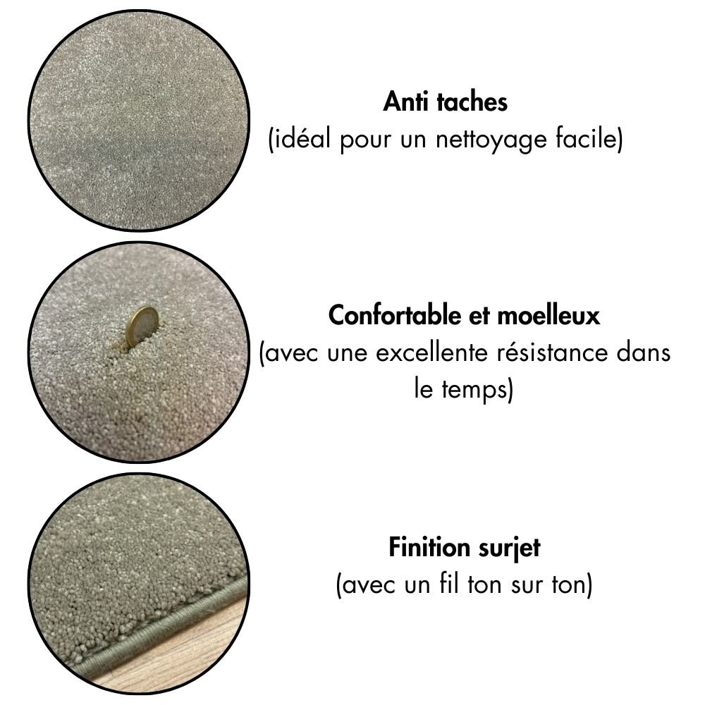 Tapis sur mesure beige anti taches 100% polypropylène