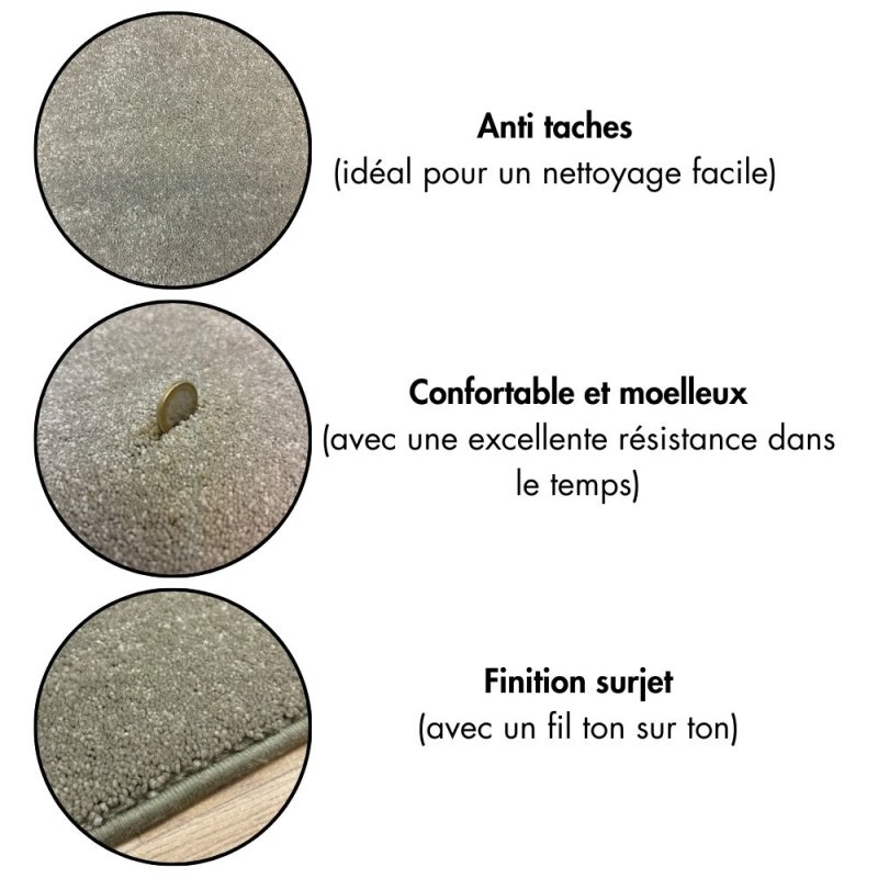 Tapis sur mesure beige anti taches 100% polypropylène
