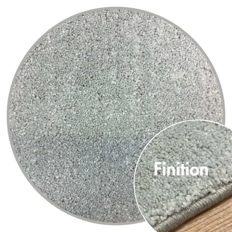 Tapis sur mesure rond gris clair anti taches