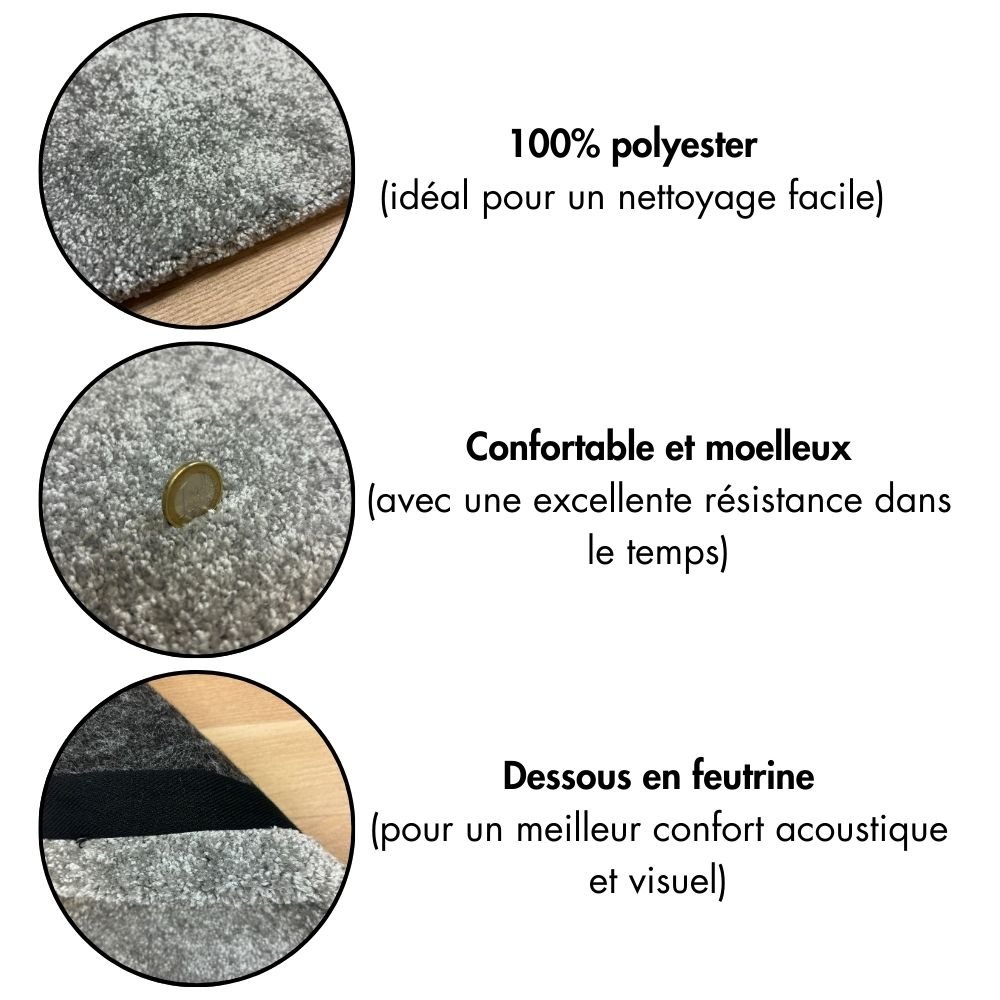 Tapis sur mesure moelleux gris clair 100% polyester