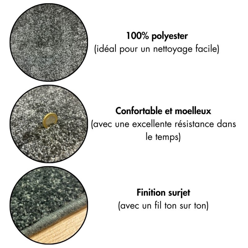Tapis rond personnalisé gris anthracite 100% Polyester