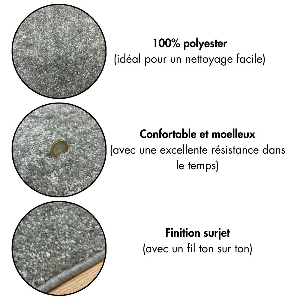 Tapis rond personnalisé gris clair 100% Polyester