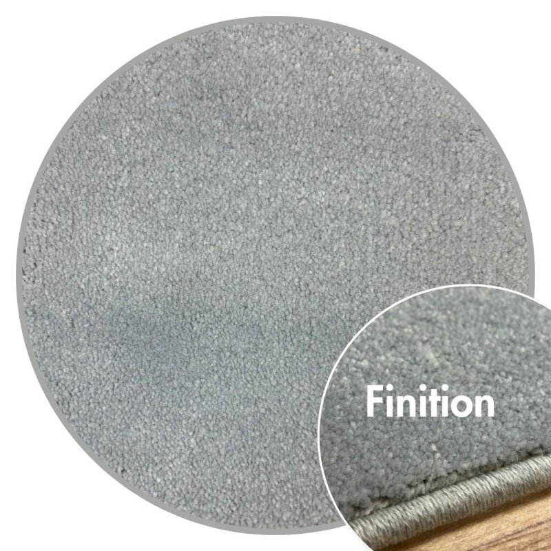 Tapis sur mesure très doux rond gris clair effet viscose en polyamide