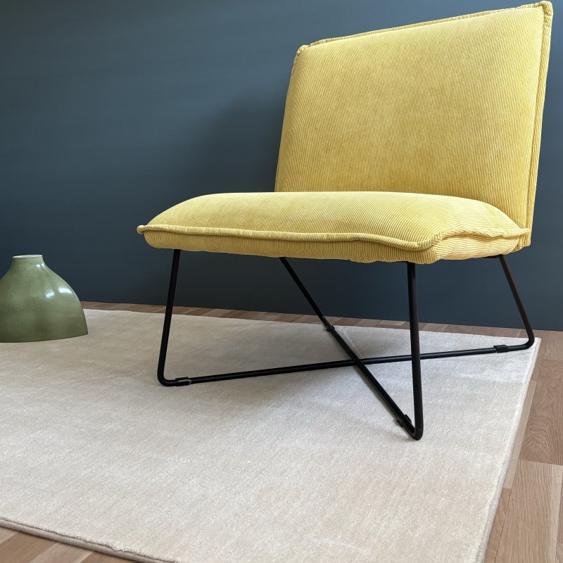 Tapis de de luxe design ivoire sur mesure aspect viscose finition surjet