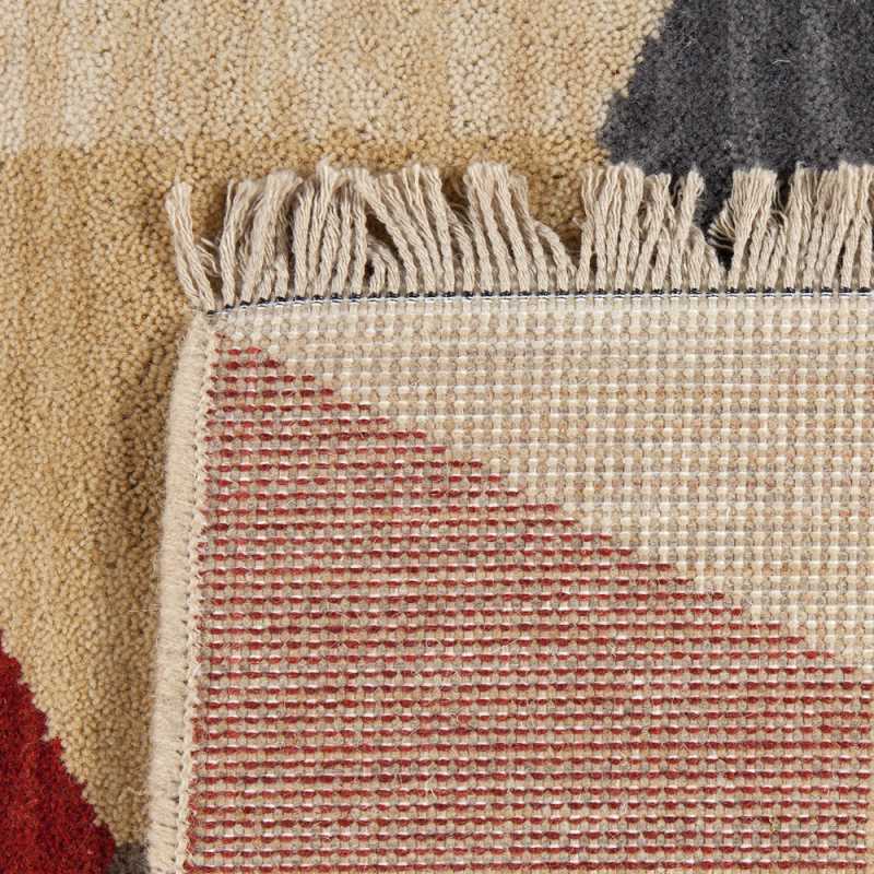 Tapis haut de gamme en laine multicolore a motifs cubiques effet 3D rappelant Vasarely par Ligne Pure