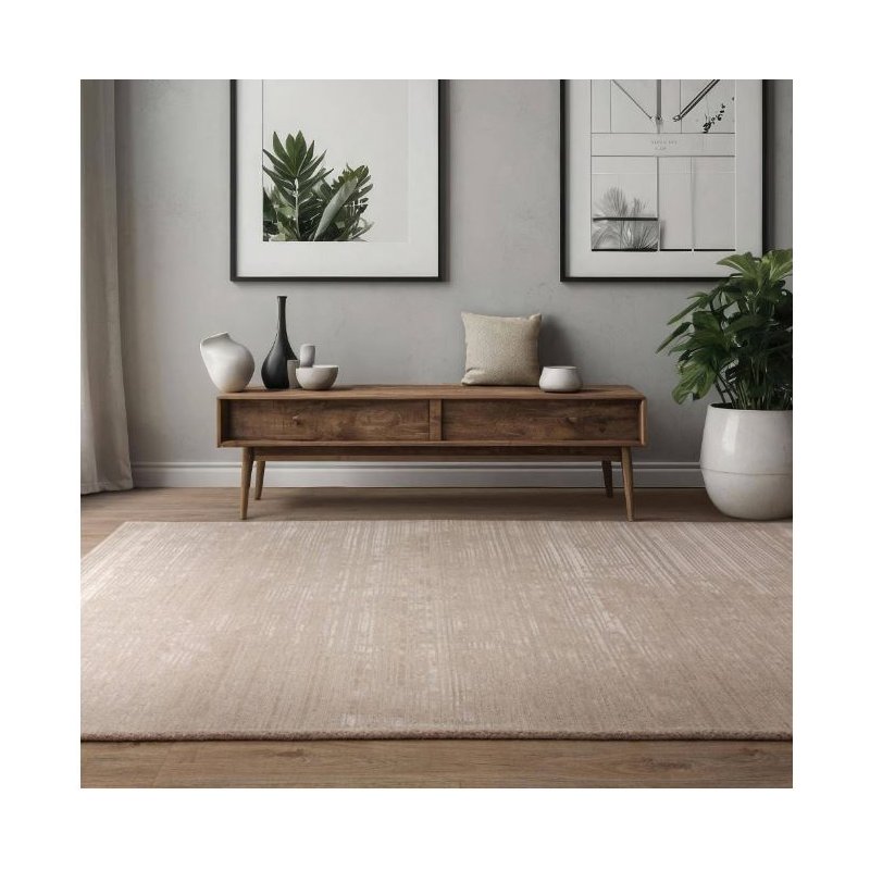Tapis de salon design beige clair en laine et viscose par Joseph Lebon