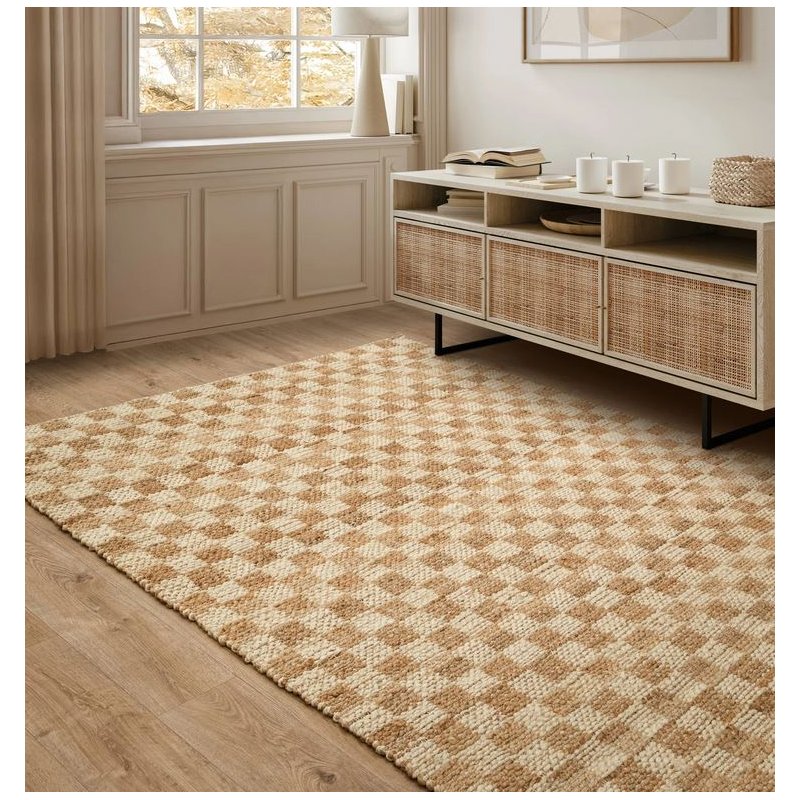 Tapis classique à petits carreaux en jute et coton par Joseph Lebon