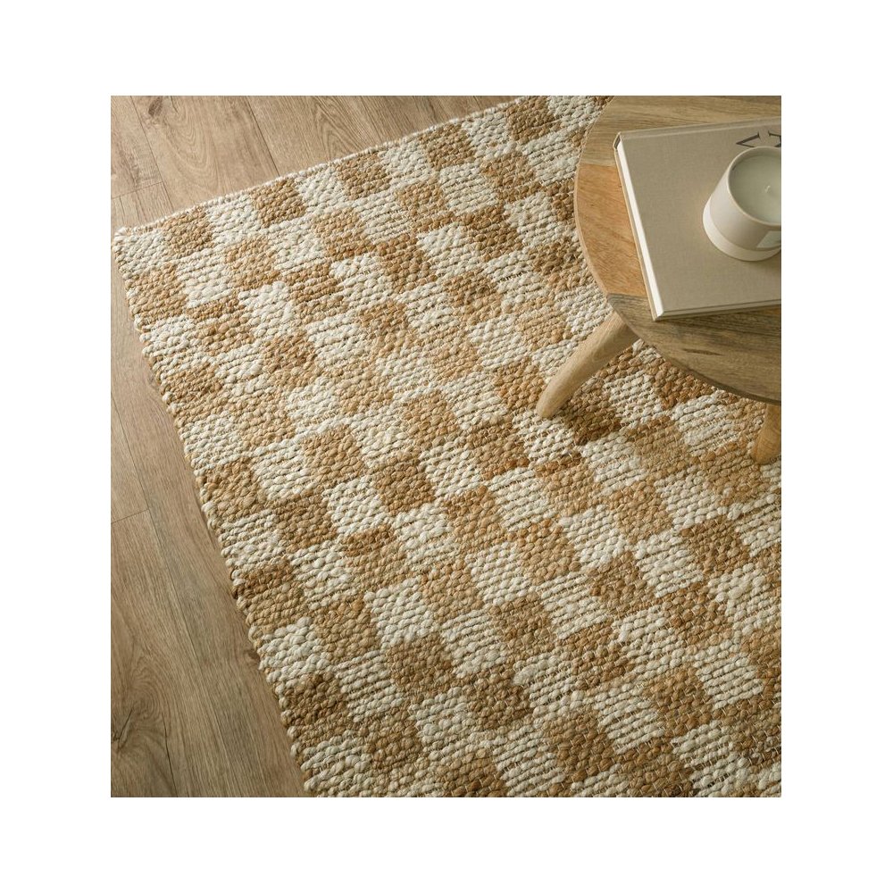 Tapis classique à petits carreaux en jute et coton par Joseph Lebon