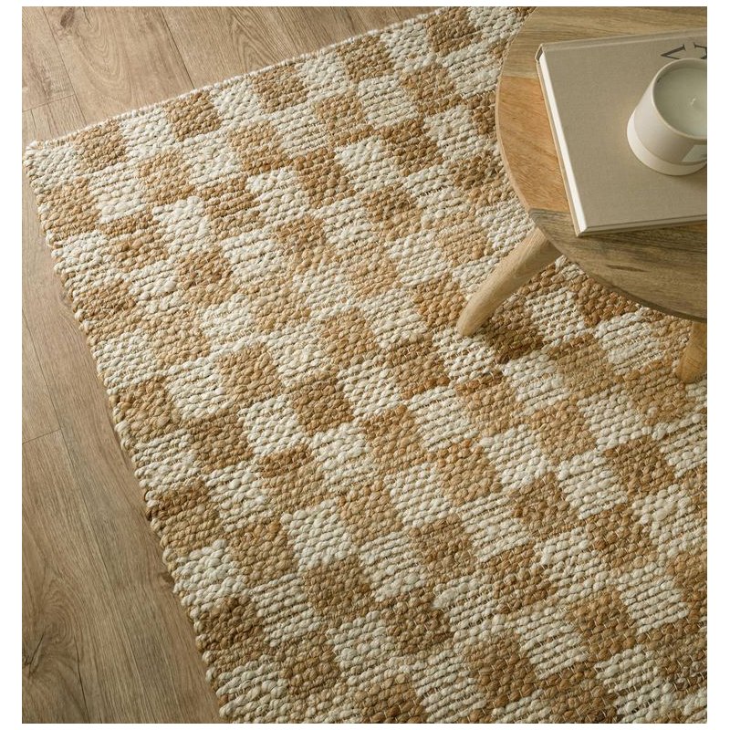 Tapis classique à petits carreaux en jute et coton par Joseph Lebon
