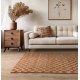 Tapis classique à petits carreaux rouille en jute et coton par Joseph Lebon