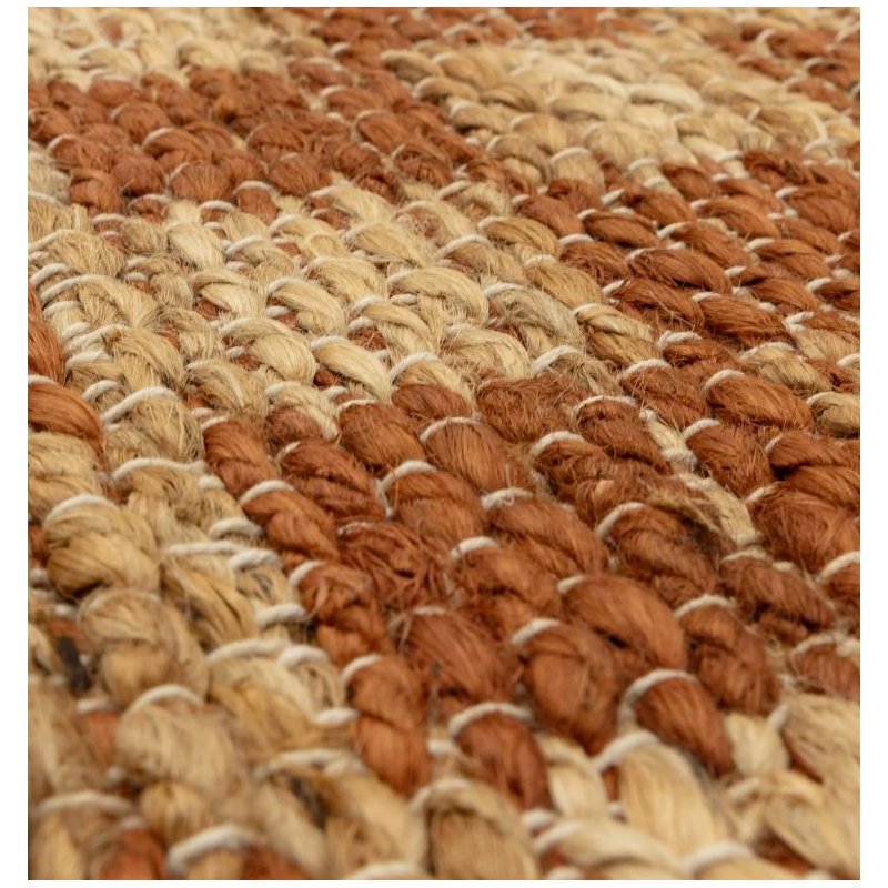 Tapis classique à petits carreaux rouille en jute et coton par Joseph Lebon
