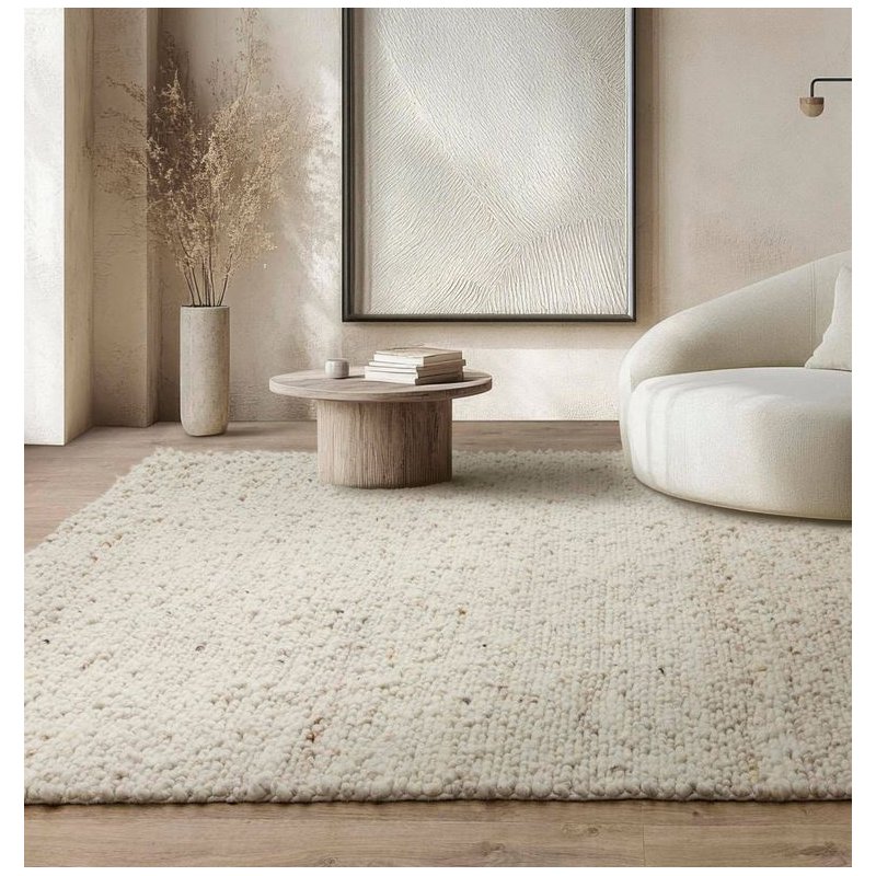 Tapis tendance ivoire en laine bouclée par Joseph Lebon